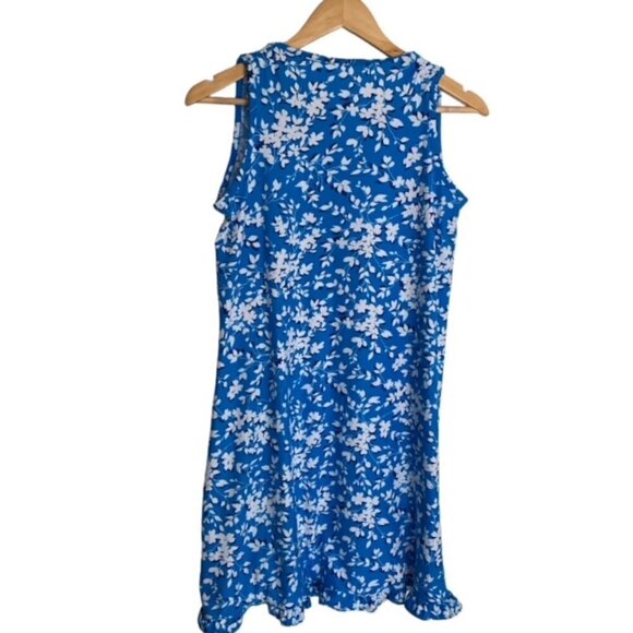 Draper James Blue & White Floral Tank Dress with Ruffle Hem S/M - Picture 4 of 8
